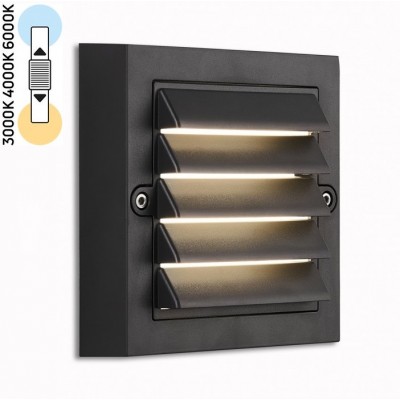 Φωτιστικό Επίτοιχο LED 6W 230V CCT Πλαστικό Μαύρο IP65 7874